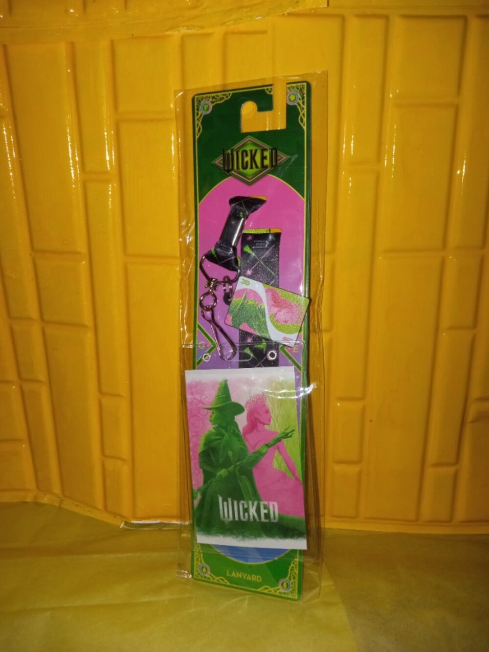 Wicked lanyard pink green elphaba glinda clear ID badge broom themed charm